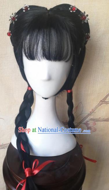 Chinese Traditional Cosplay Servant Girl Wigs Ancient  Maidservant Wig Sheath Hair Accessories for Women