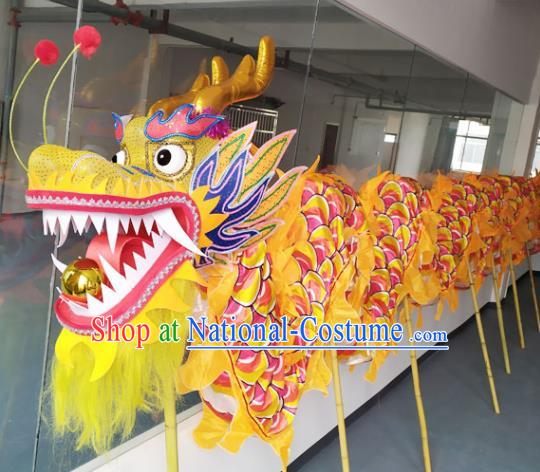 Chinese New Year Dragon Dance Competition Yellow Dragon Head Traditional Dragon Dance Prop Complete Set for Adult