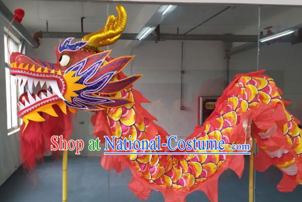 Chinese Lantern Festival Dragon Dance Competition Red Dragon Head Traditional Dragon Dance Prop Complete Set for Adult