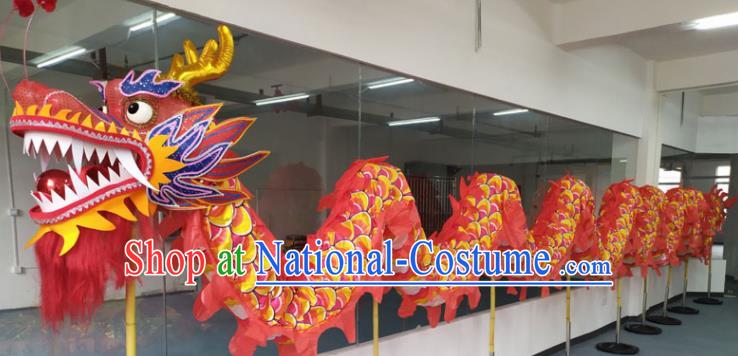 Chinese Lantern Festival Dragon Dance Competition Red Dragon Head Traditional Dragon Dance Prop Complete Set for Adult