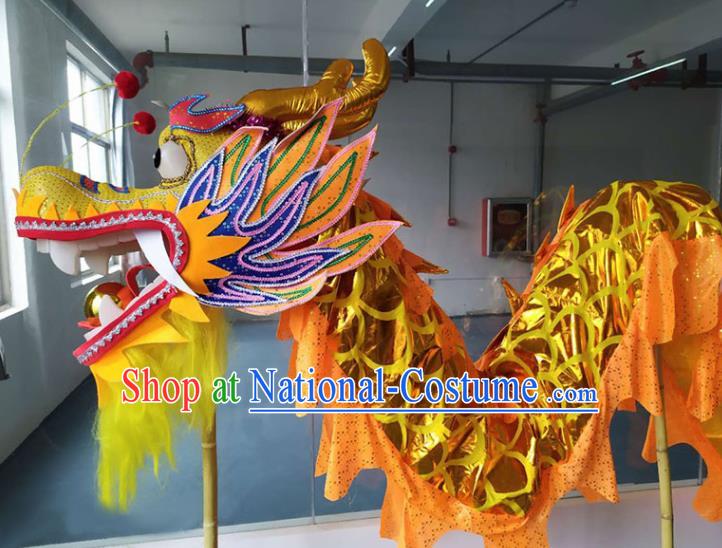 Chinese New Year Dragon Dance Competition Golden Dragon Head Traditional Dragon Dance Prop Complete Set for Adult