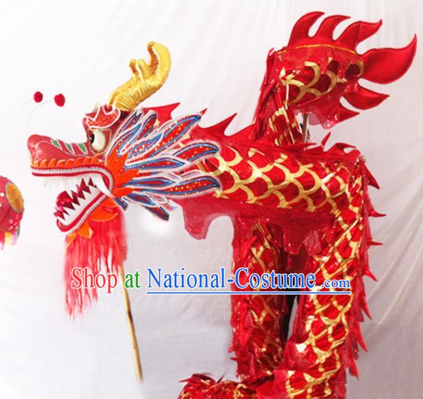 Chinese New Year Dragon Dance Competition Red Dragon Head Traditional Dragon Dance Prop Complete Set for Adult