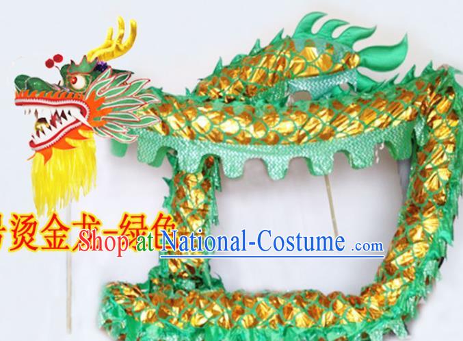 Chinese New Year Dragon Dance Competition Green Dragon Head Traditional Dragon Dance Prop Complete Set for Adult