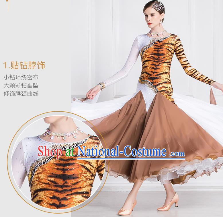 Top Grade Waltz Dance Brown Dress Ballroom Dance Modern Dance International Dance Costume for Women