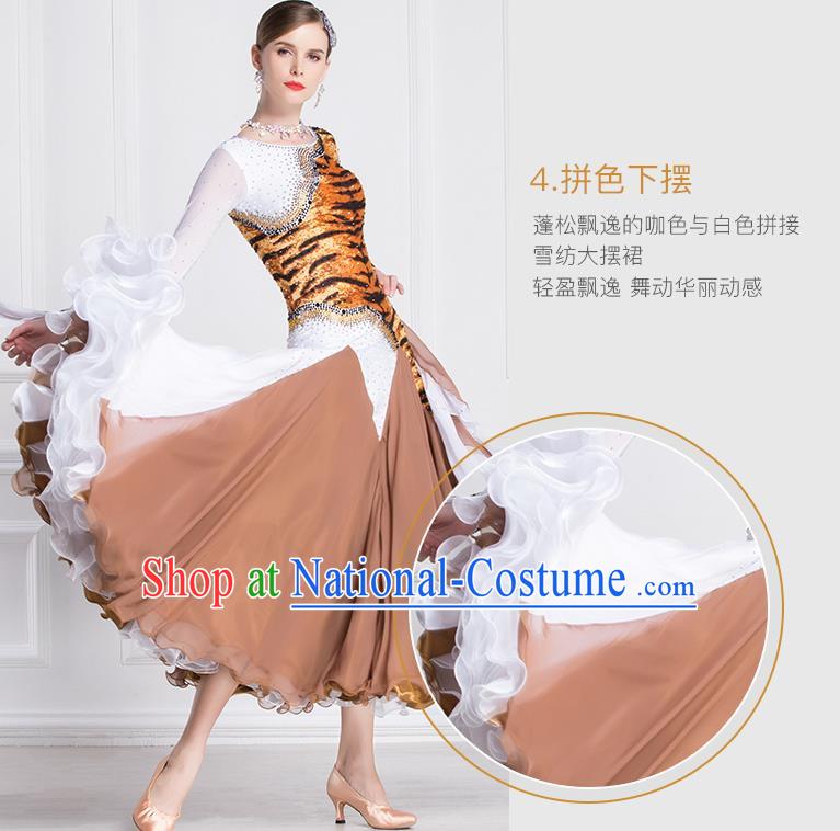 Top Grade Waltz Dance Brown Dress Ballroom Dance Modern Dance International Dance Costume for Women