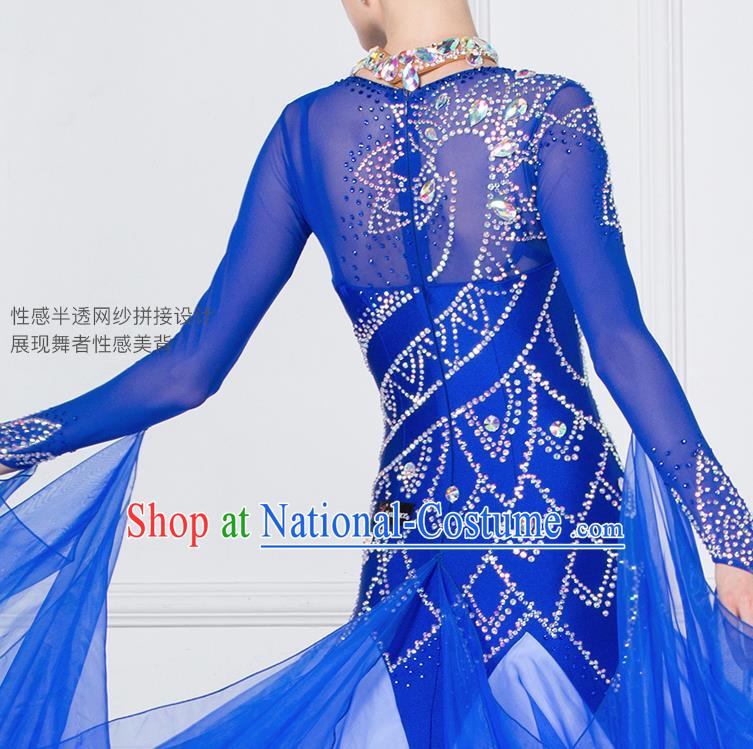 Professional International Waltz Dance Royalblue Dress Ballroom Dance Modern Dance Competition Costume for Women