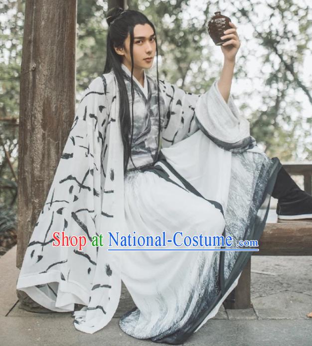 Traditional Chinese Jin Dynasty Nobility Childe Replica Costumes Ancient Prince Swordsman Hanfu Clothing for Men