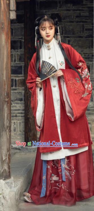 Traditional Chinese Ming Dynasty Princess Red Dress Ancient Hanfu Royal Female Replica Costumes for Women