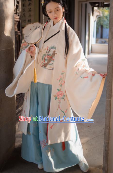 Traditional Chinese Ming Dynasty Embroidered Dress Ancient Hanfu Nobility Lady Replica Costumes for Women