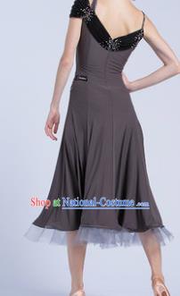 Professional Modern Dance Waltz Competition Grey Dress International Ballroom Dance Costume for Women