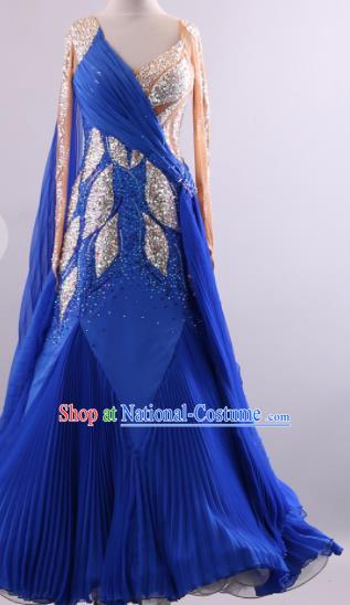 Professional Modern Dance Waltz Royalblue Dress International Ballroom Dance Competition Costume for Women