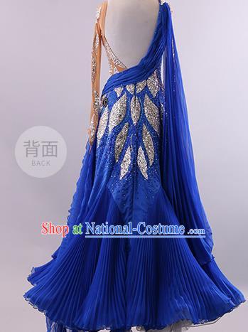 Professional Modern Dance Waltz Royalblue Dress International Ballroom Dance Competition Costume for Women