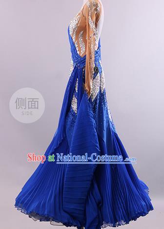 Professional Modern Dance Waltz Royalblue Dress International Ballroom Dance Competition Costume for Women