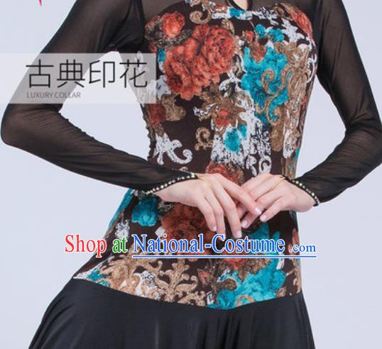 Professional Modern Dance Black Dress Ballroom Dance International Waltz Competition Costume for Women