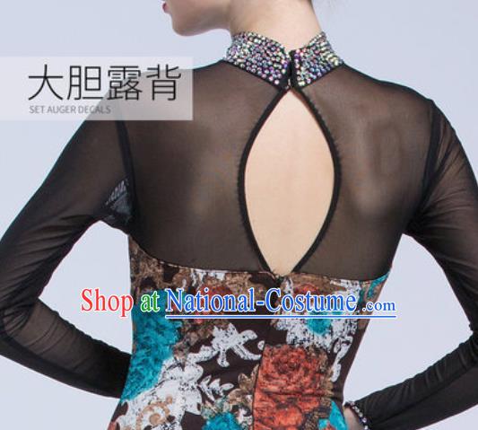 Professional Modern Dance Black Dress Ballroom Dance International Waltz Competition Costume for Women