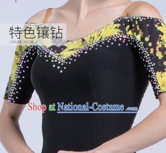 Professional Modern Dance Yellow Dress Ballroom Dance International Waltz Competition Costume for Women