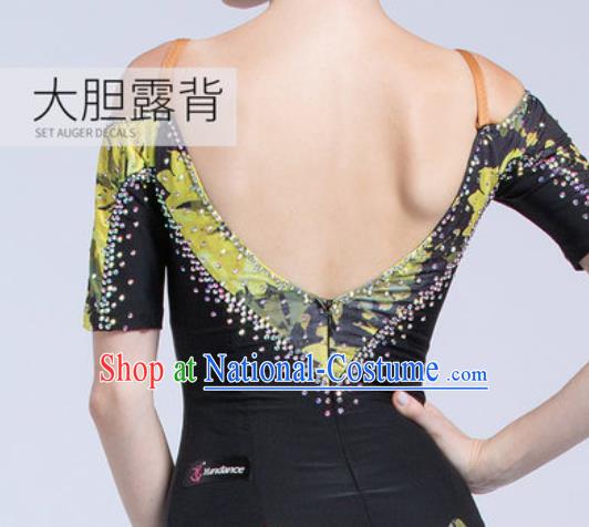 Professional Modern Dance Yellow Dress Ballroom Dance International Waltz Competition Costume for Women