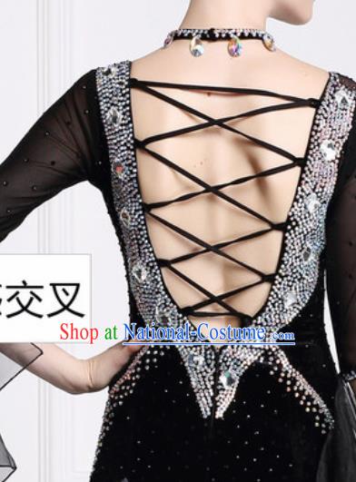 Top Waltz Competition Modern Dance Black Dress Ballroom Dance International Dance Costume for Women