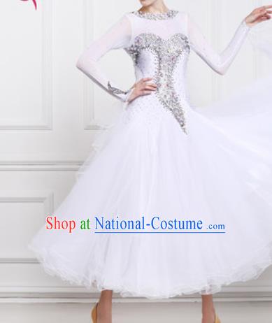 Professional Waltz Competition Modern Dance White Dress Ballroom Dance International Dance Costume for Women