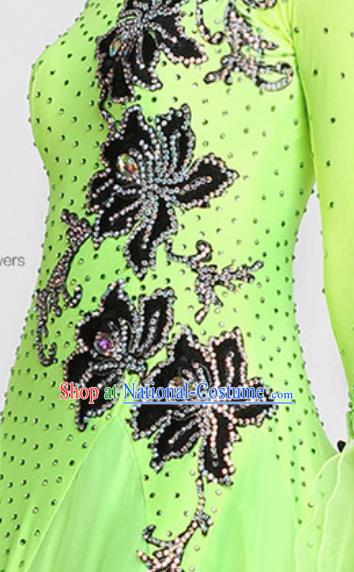 Professional Waltz Competition Modern Dance Green Bubble Dress Ballroom Dance International Dance Costume for Women