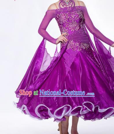 Professional Waltz Dance Purple Dress Modern Dance Ballroom Dance International Dance Costume for Women