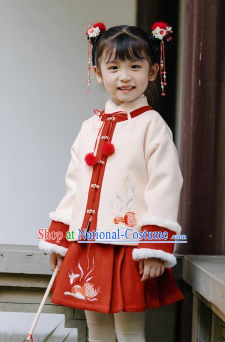 Chinese National Girls Costume Traditional New Year Tang Suit for Kids