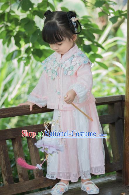 Chinese National Girls Pink Tang Suit Cheongsam Costume Traditional New Year Qipao Dress for Kids