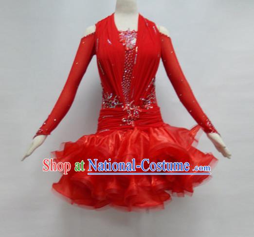 Professional Latin Dance Cha Cha Dance Red Dress Modern Dance International Dance Competition Costume for Women