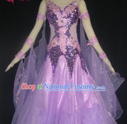 Professional Waltz Dance Lilac Dress Modern Dance Ballroom Dance International Dance Costume for Women