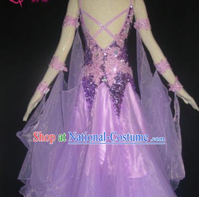 Professional Waltz Dance Lilac Dress Modern Dance Ballroom Dance International Dance Costume for Women