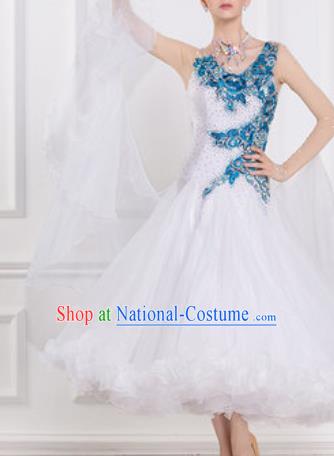 Top Grade Modern Dance Diamante Dress Ballroom Dance International Waltz Competition Costume for Women