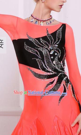 Top Waltz Competition Modern Dance Watermelon Red Dress Ballroom Dance International Dance Costume for Women