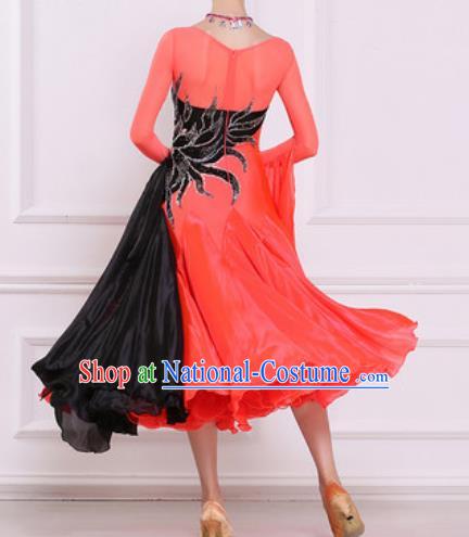 Top Waltz Competition Modern Dance Watermelon Red Dress Ballroom Dance International Dance Costume for Women