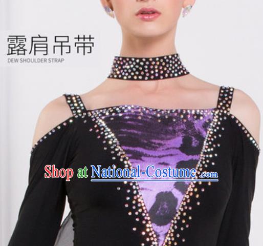 Top Waltz Competition Modern Dance Leopard Dress Ballroom Dance International Dance Costume for Women