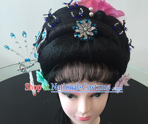 Chinese Beijing Opera Princess Headgear Traditional Peking Opera Diva Wig and Hair Accessories for Women