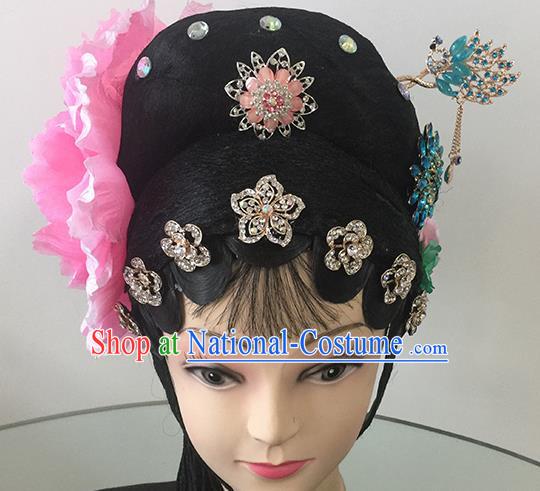 Chinese Beijing Opera Peri Headgear Traditional Peking Opera Actress Wig Sheath and Hair Accessories for Women