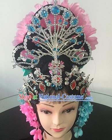 Chinese Beijing Opera Diva Headgear Traditional Peking Opera Princess Wig Sheath and Hair Accessories for Women