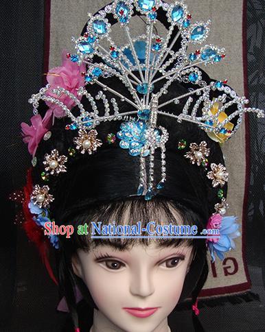 Chinese Beijing Opera Princess Phoenix Headgear Traditional Peking Opera Wig Sheath and Hair Accessories for Women