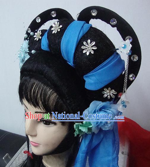 Chinese Beijing Opera Country Lady Headgear Traditional Peking Opera Wig Sheath and Hair Accessories for Women