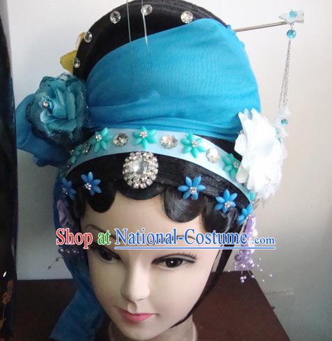 Chinese Beijing Opera Civilian Headgear Traditional Peking Opera Wig Sheath and Hair Accessories for Women