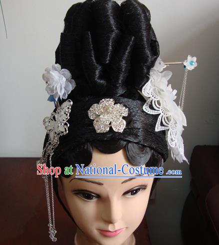 Chinese Beijing Opera Actress Headgear Traditional Peking Opera Wig Sheath and Hair Accessories for Women