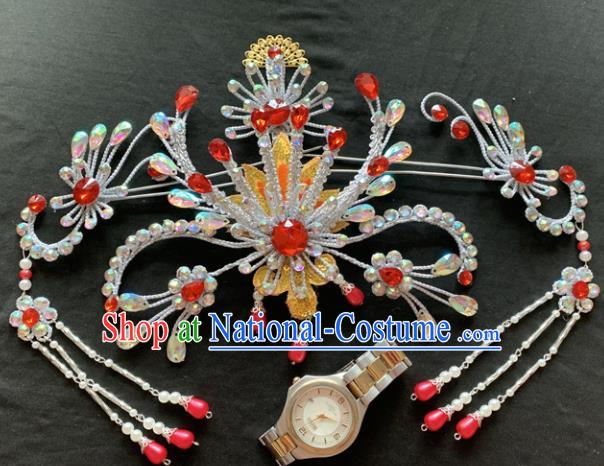 Chinese Beijing Opera Diva Phoenix Hairpins Headgear Traditional Peking Opera Queen Hair Accessories for Women