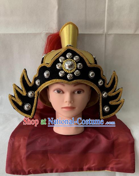 Chinese Beijing Opera Takefu Hat Traditional Peking Opera Soldier Helmet Headwear for Men