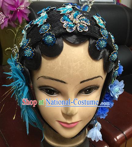 Chinese Beijing Opera Young Mistress Headgear Traditional Peking Opera Wig Sheath and Hair Accessories for Women