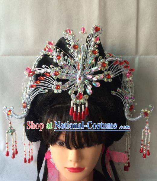 Chinese Beijing Opera Diva Phoenix Coronet Hairpins Traditional Peking Opera Queen Hair Accessories for Women