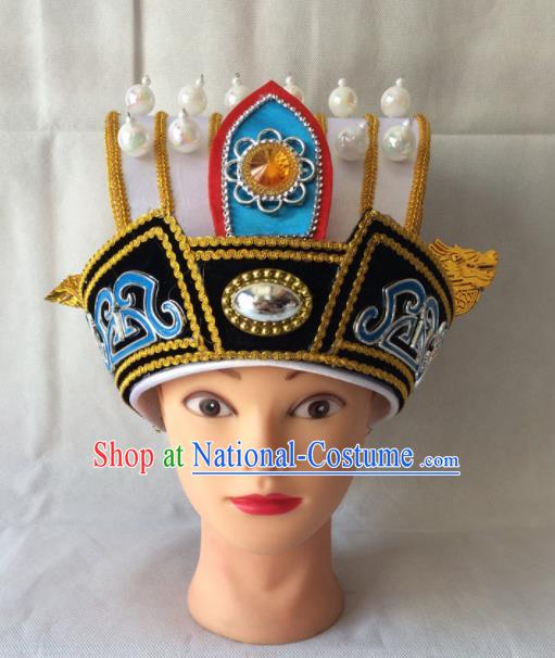 Chinese Beijing Opera Royal Highness White Hat Traditional Peking Opera Minister Headwear for Men