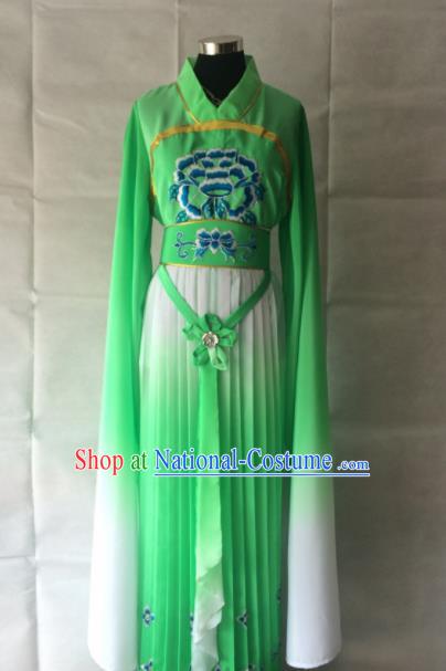 Chinese Beijing Opera Maidservant Green Dress Traditional Peking Opera Young Lady Costume for Women