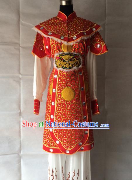 Chinese Beijing Opera Takefu Red Clothing Traditional Peking Opera Soldier Costume for Men