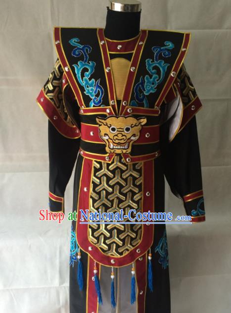 Chinese Beijing Opera Takefu Black Clothing Traditional Peking Opera Soldier Costume for Men