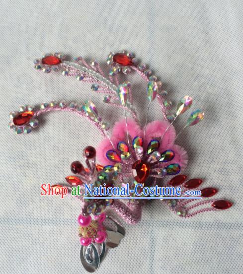 Chinese Beijing Opera Princess Pink Phoenix Hairpins Traditional Peking Opera Diva Hair Accessories for Women